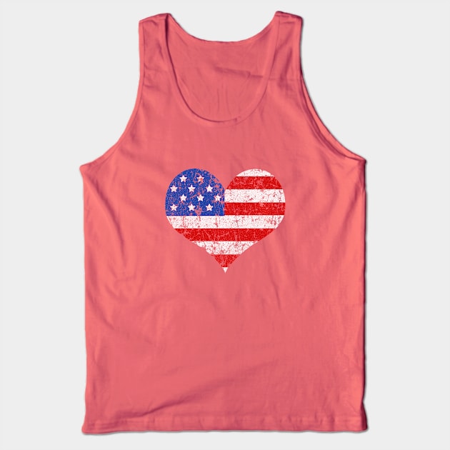 American Flag Heart Distressed Tank Top by rianfee